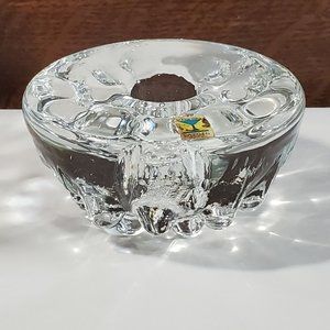 Maleras Sweden Full Lead Crystal Taper Candle Holder ice effects 3" heavy stable